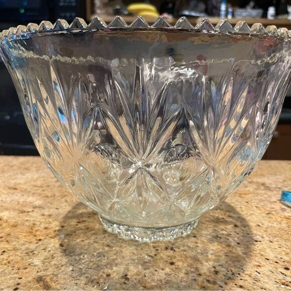 Vintage Large glass punch bowl - set of 12 cups - Picture 3 of 15